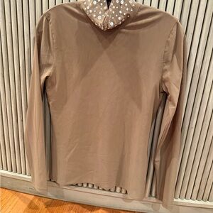 Cynthia Rowley Camel jeweled Long Sleeve Top